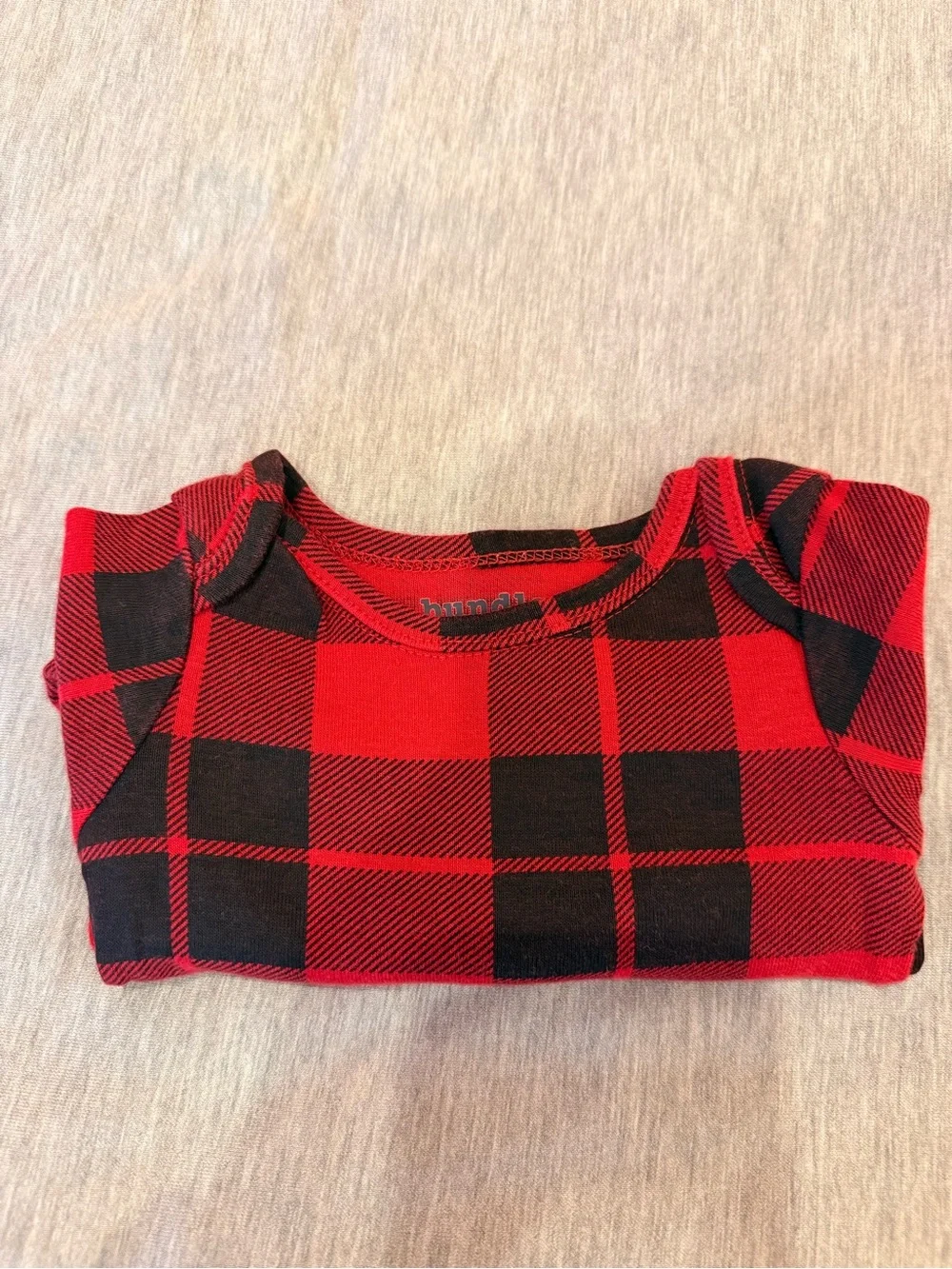 Kids Long-Sleeve One-Piece Bodysuit Pack - Red Plaid & Beige Stripes